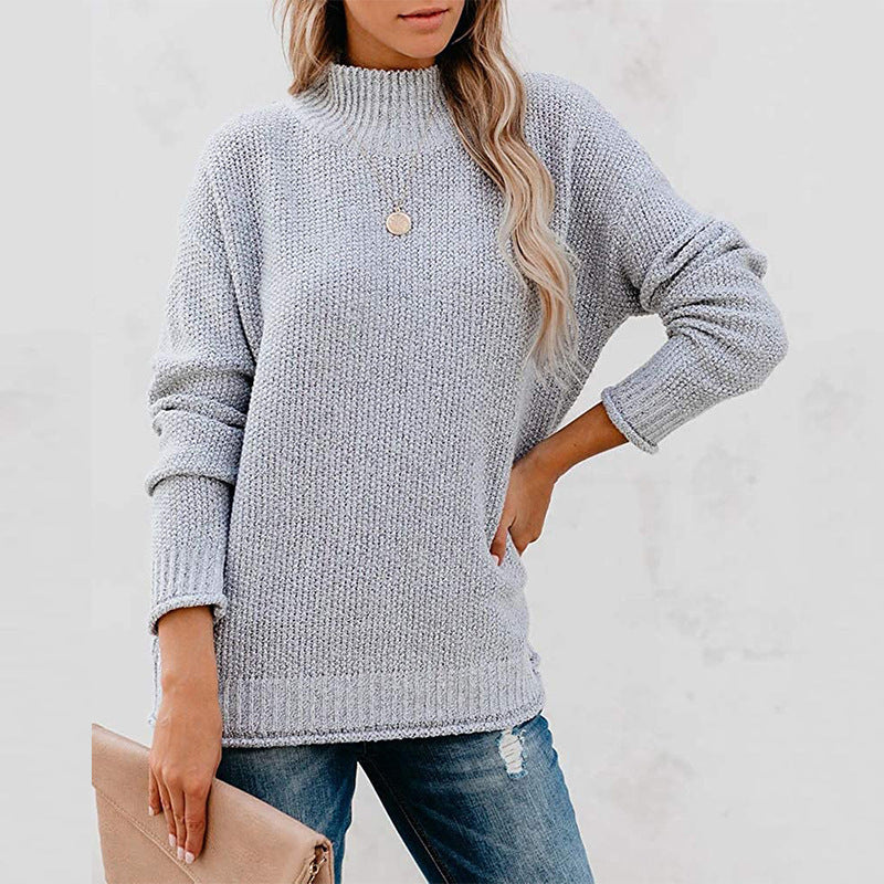 Damen Oversize Strickpullover mit hohem Rollkragen und strukturierter Maschenoptik Drune