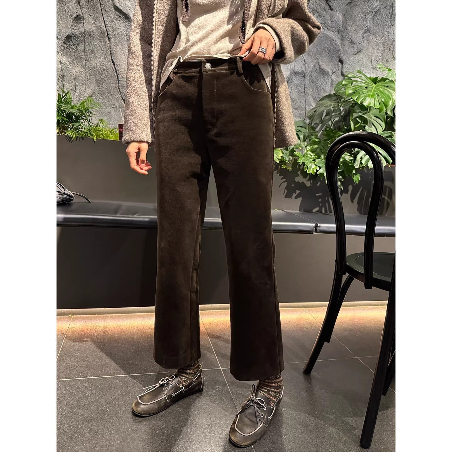 Women Elegant Flared Cord Pants Chichicherry