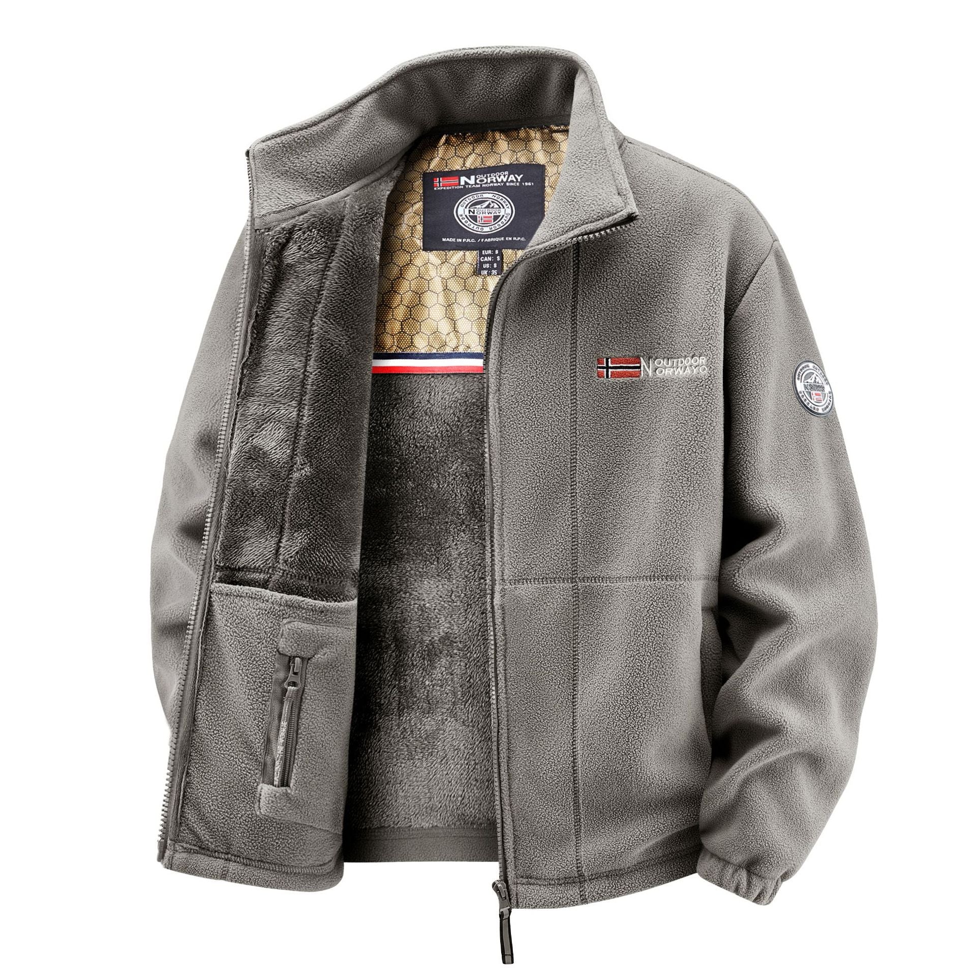 Men's thermal fleece jacket with teddy inner lining and stand-up collar Chichicherry