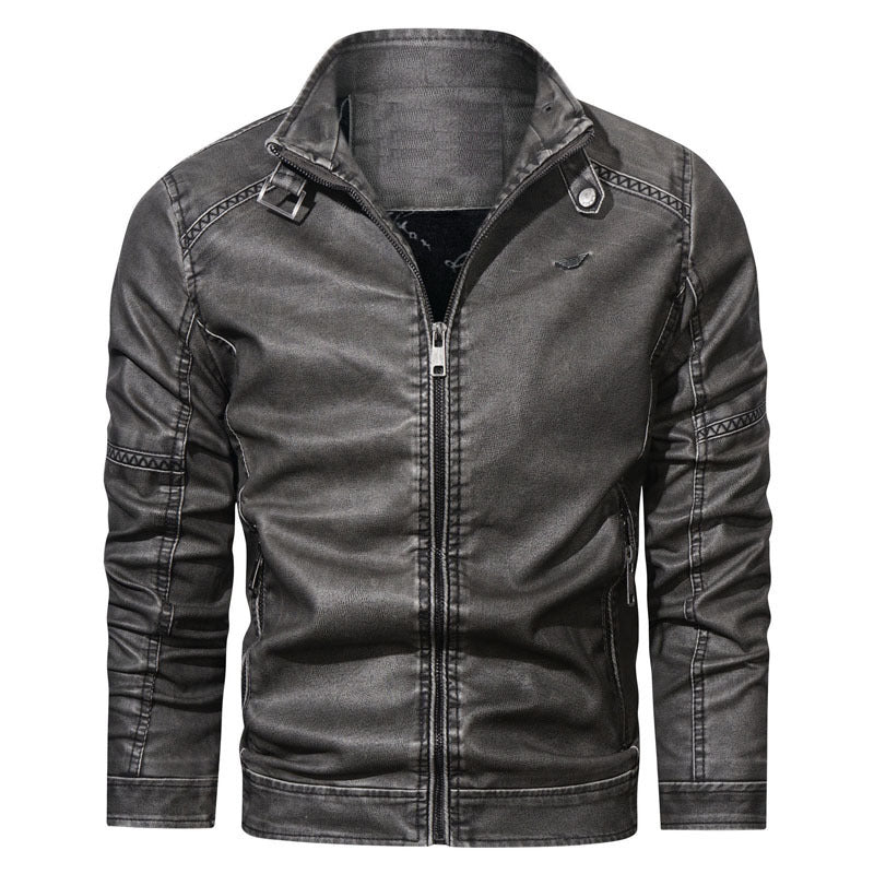 Men's pilot-style denim jacket with slim fit and zip-front Chichicherry