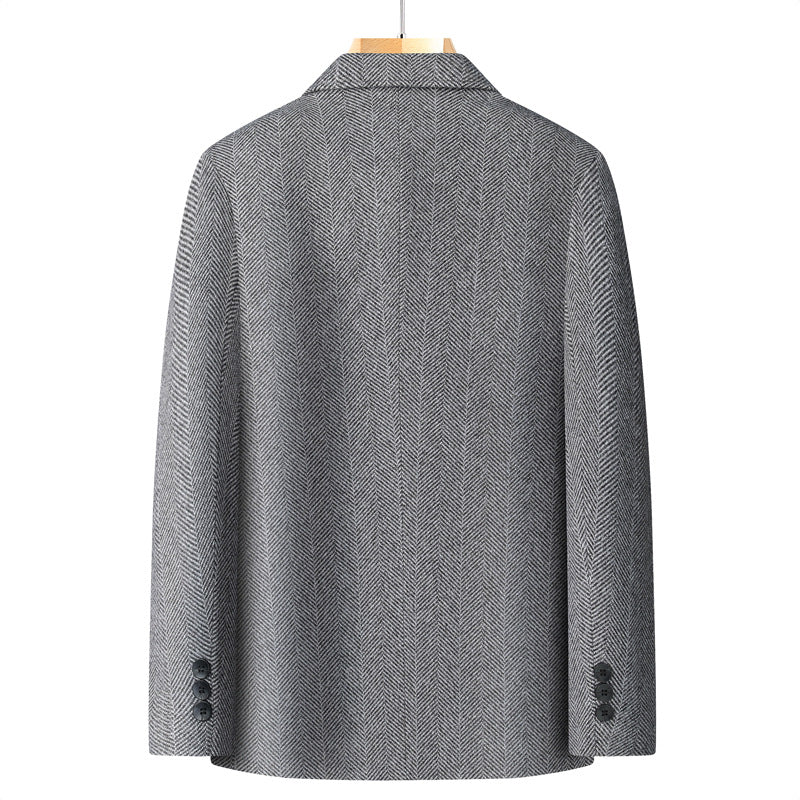 Men's classic blazer made of wool blend with herringbone pattern and轻内衬 Chichicherry