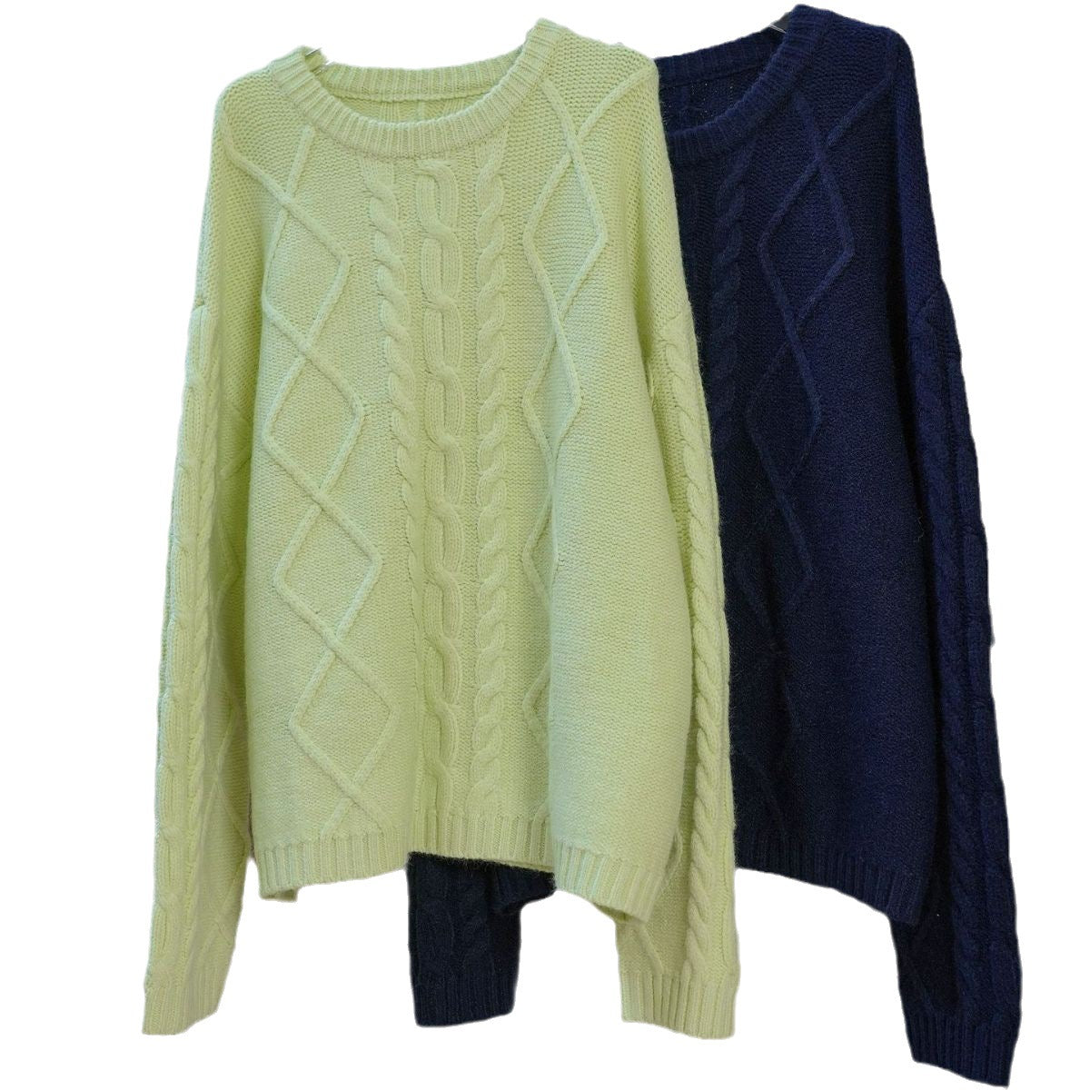 Women's Oversized Chunky Knit Sweater with Distinctive Cable Pattern and Ribbed Cuffs Chichicherry