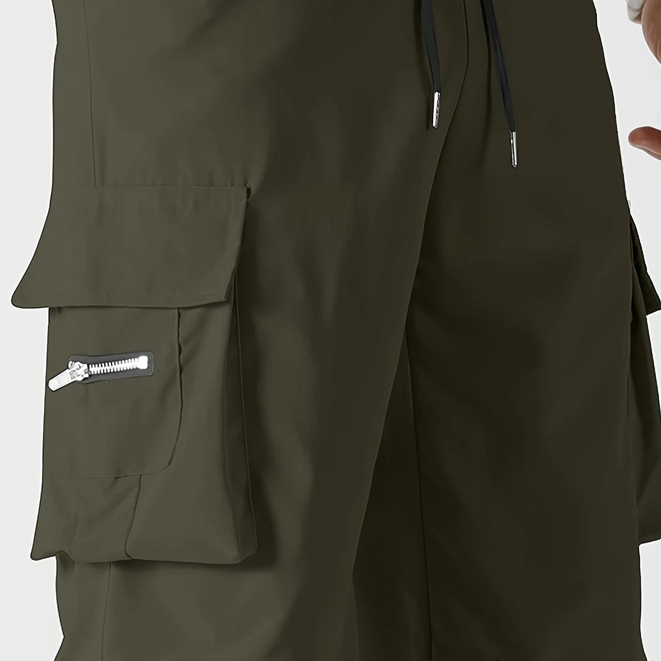 Men's Relaxed Cargo Pants with drawstring waistband, large flap utility pockets and straight leg Chichicherry