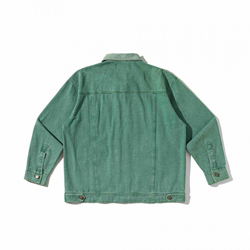 Unisex Boxy Overshirt Jacket made of washed denim with front zipper and multiple pockets Chichicherry