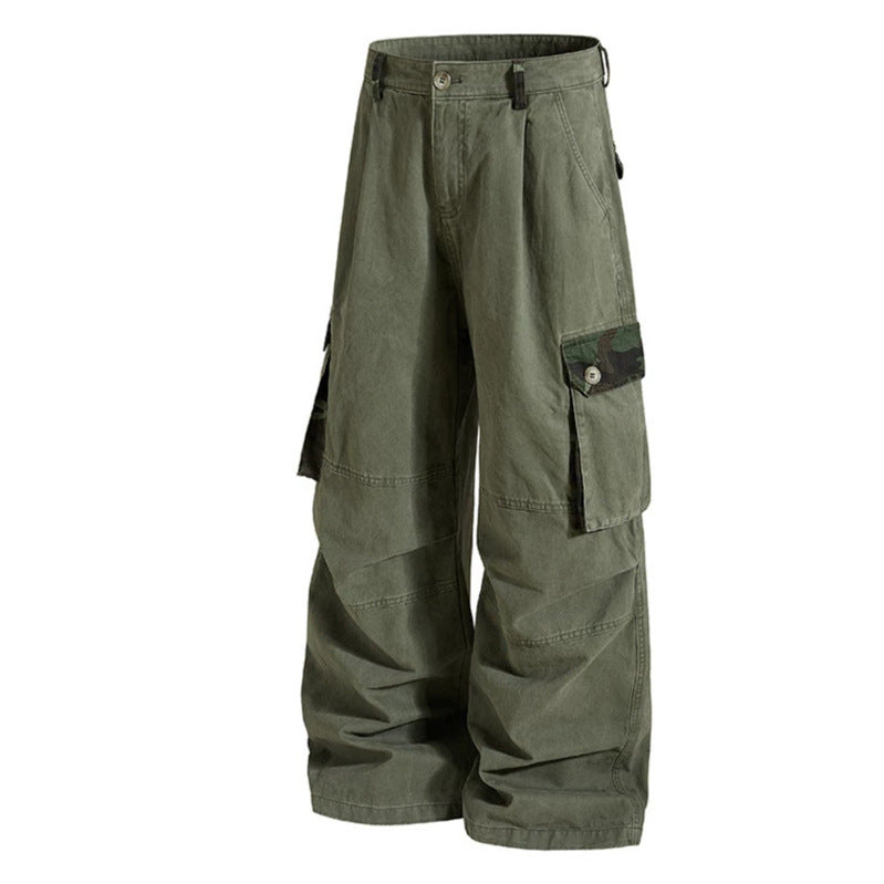 Women's wide cargo pants in utility style with a high waist and generous flap pockets Chichicherry