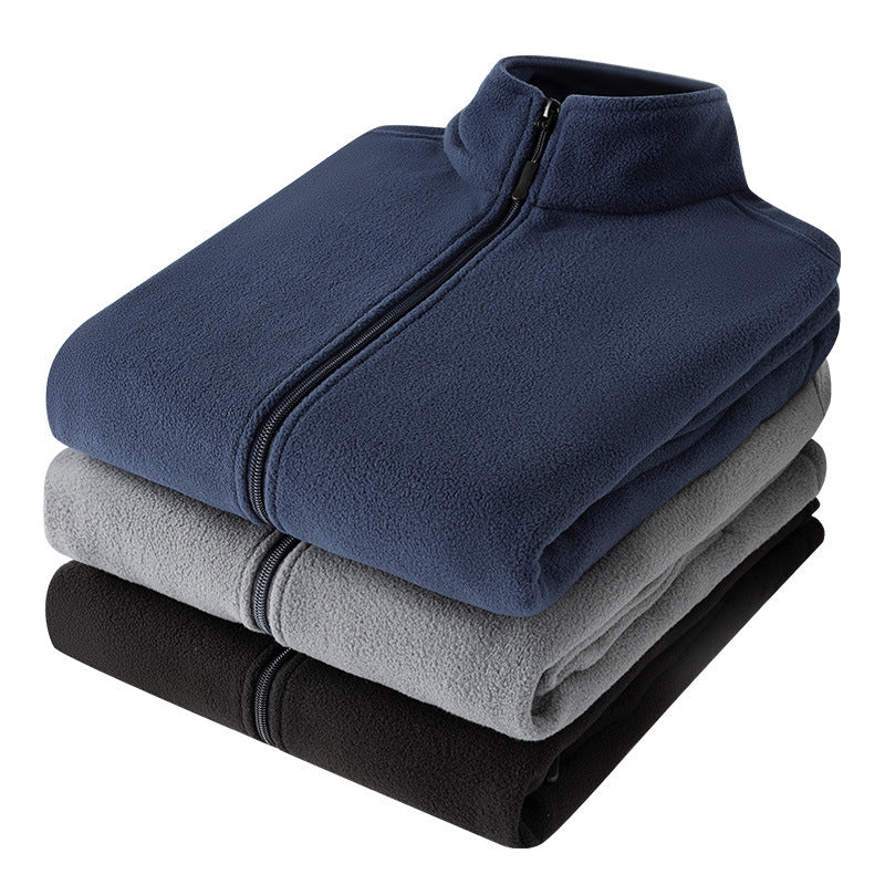 Men's Microfleece Outdoor Jacket with Stand-up Collar and Full Zip Chichicherry