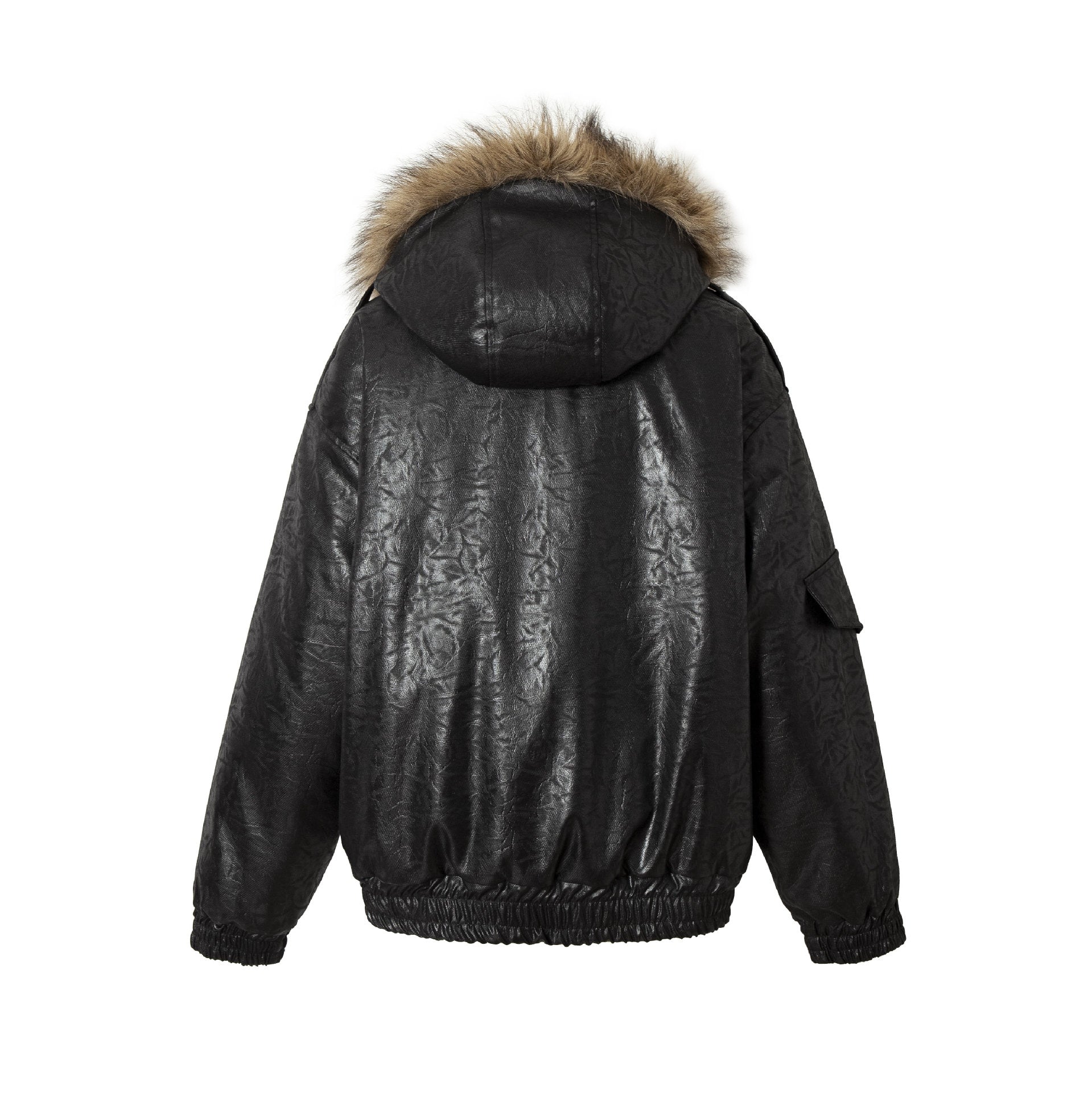 Men's Padded Oversized Bomber with Faux Fur Collar and Utility Pockets Chichicherry