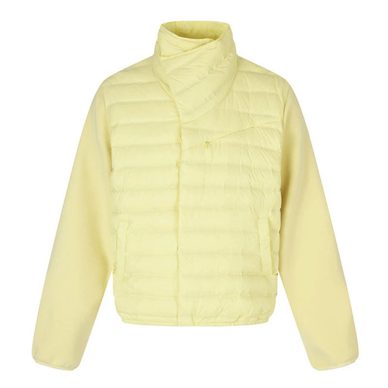 Women's quilted hybrid jacket with asymmetrical shawl collar and elastic waistband Chichicherry