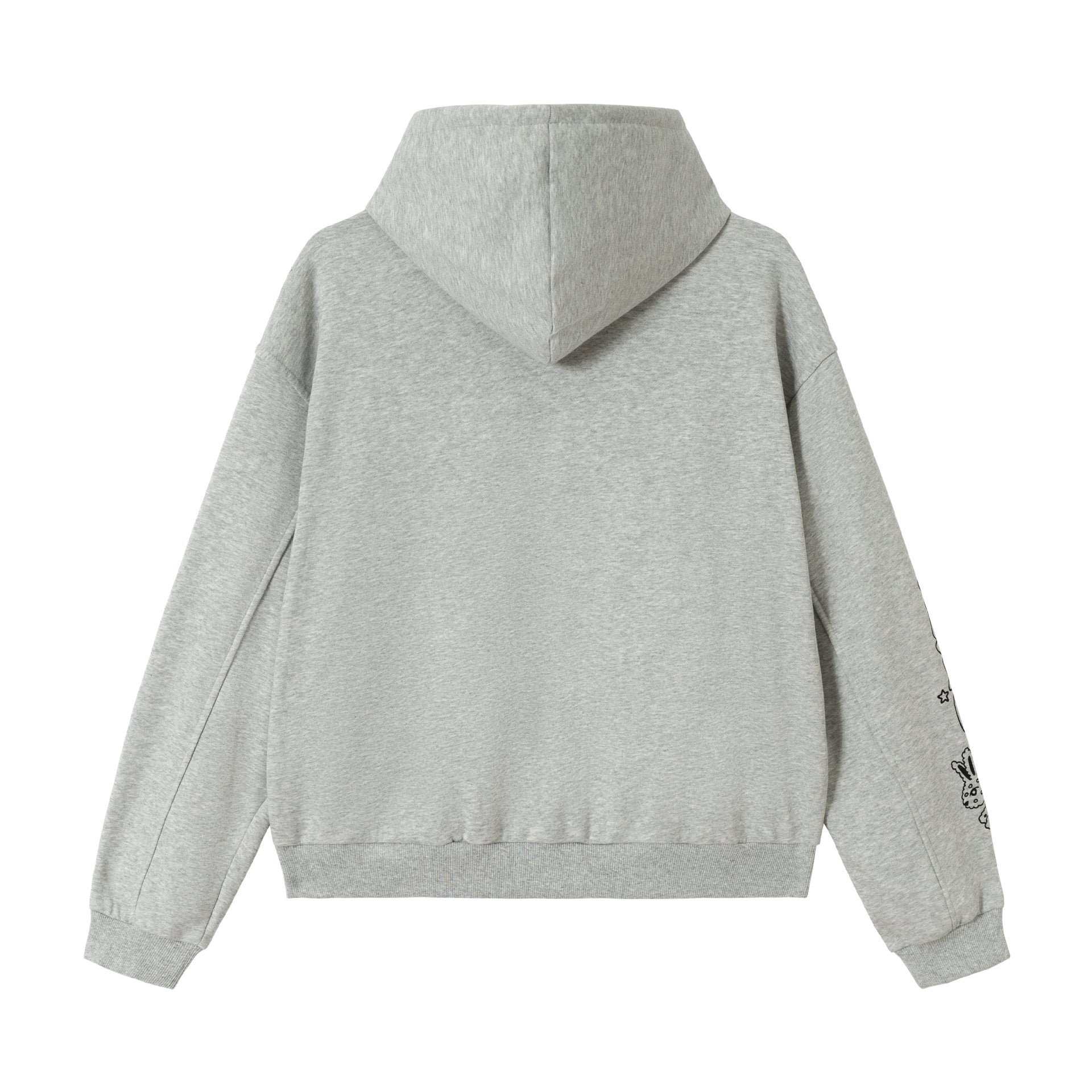 Women Oversized Hooded Jacket with Zipper, High Collar and Graphic Tattoo Prints Chichicherry