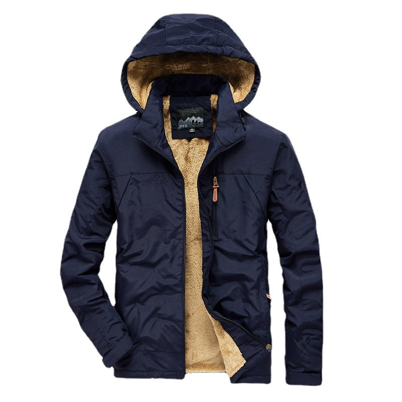 Men's thermo-hybrid hooded jacket with continuous teddy fleece lining and water-repellent outer shell Chichicherry