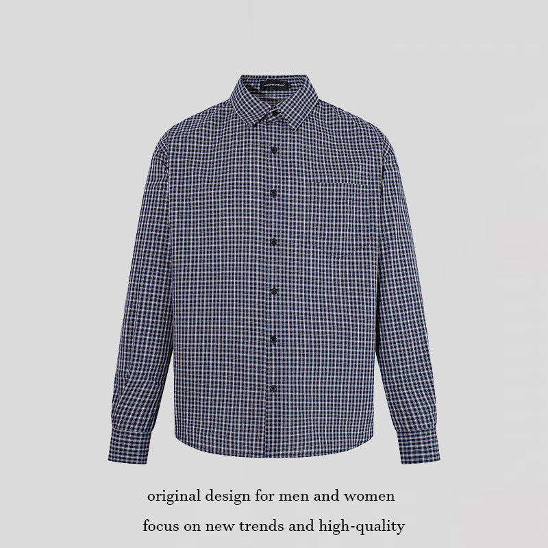 Men's Checked Long Sleeve Shirt in Relaxed Fit with Chest Pocket and Kent Collar Chichicherry