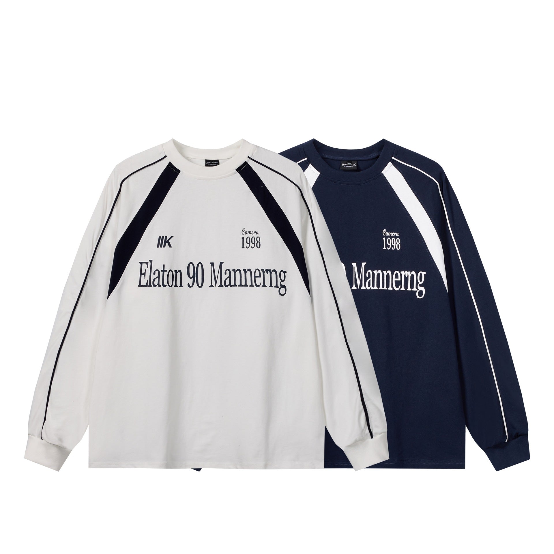 Unisex Oversize Sweatshirt in Retro Sports Style with Raglan Sleeves and Contrast Piping Chichicherry