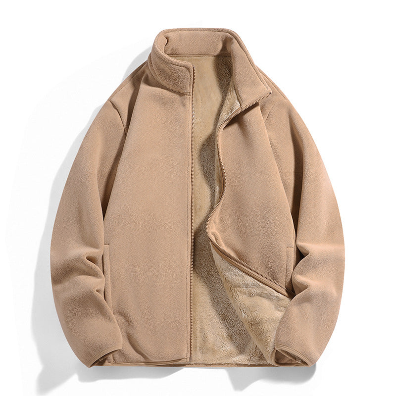 Men's thermal fleece jacket with soft Sherpa lining and stand-up collar Chichicherry
