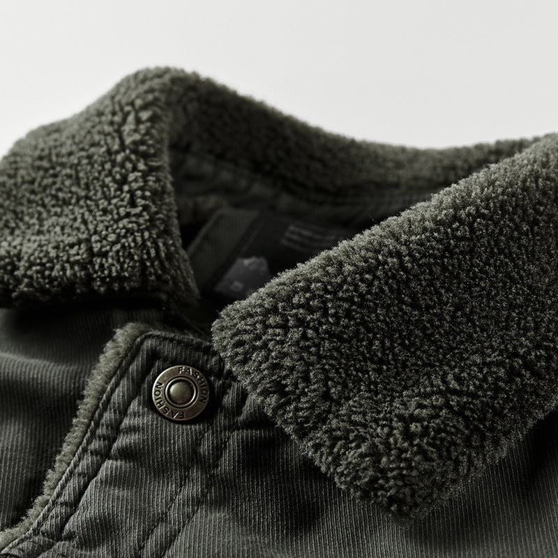Men's robust canvas field jacket with warming sherpa lining and shirt collar Chichicherry
