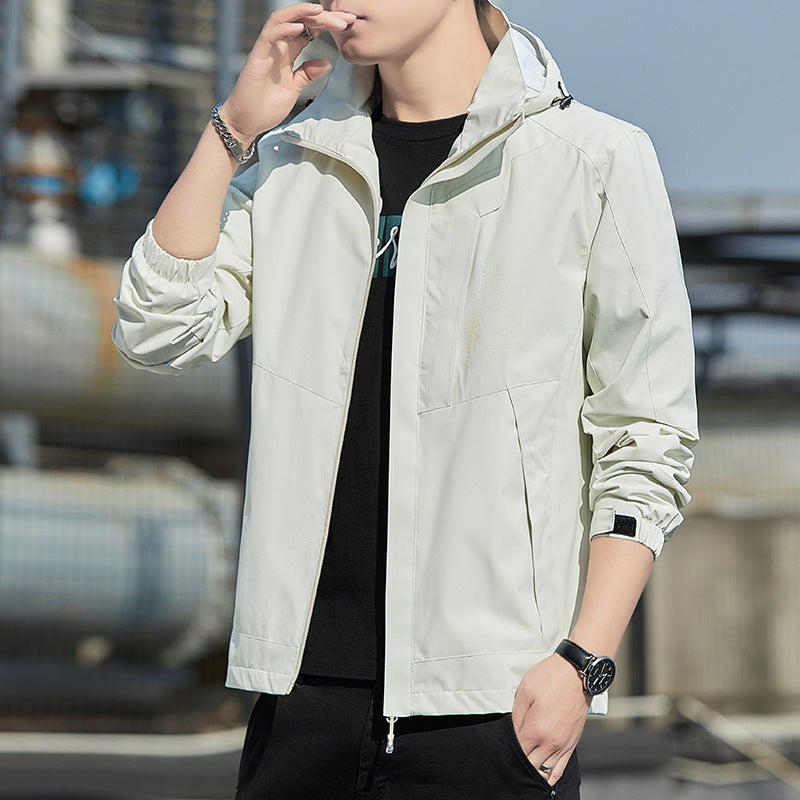 Men's Lightweight Hooded Softshell Jacket with Windproof Membrane and Minimalist Urban Cut Chichicherry