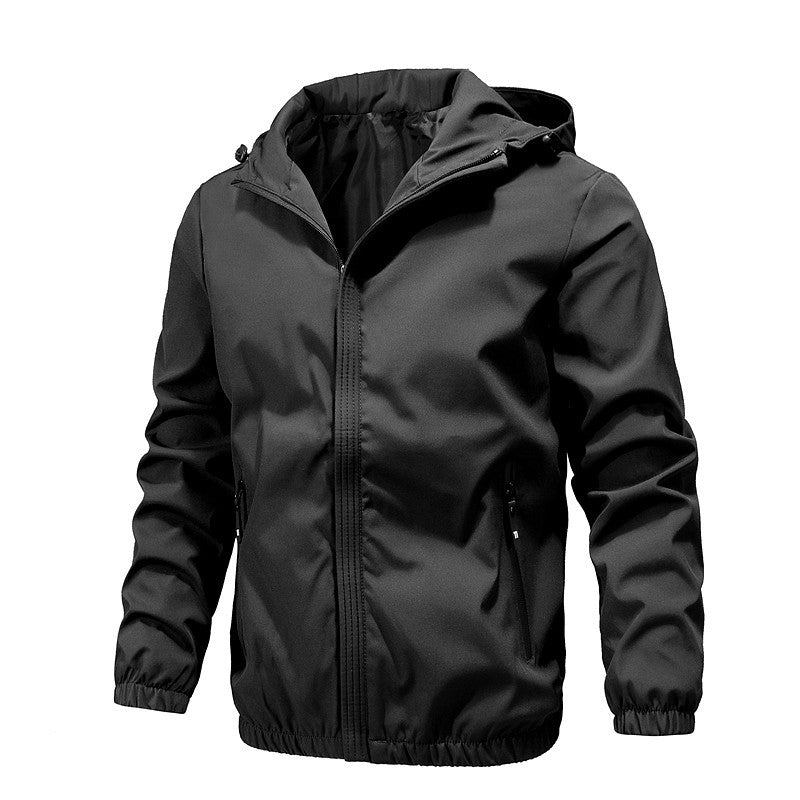 Men's Lightweight Outdoor Softshell Jacket with Hood, Water Repellent Membrane and Zipper Pockets Chichicherry