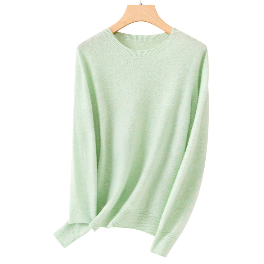 Women's fine round neck pullover made of ultra-light fine knit with ribbed cuffs Chichicherry