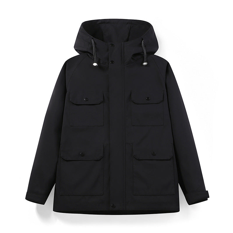 Men's water-repellent field jacket with hood and multifunctional pockets Chichicherry