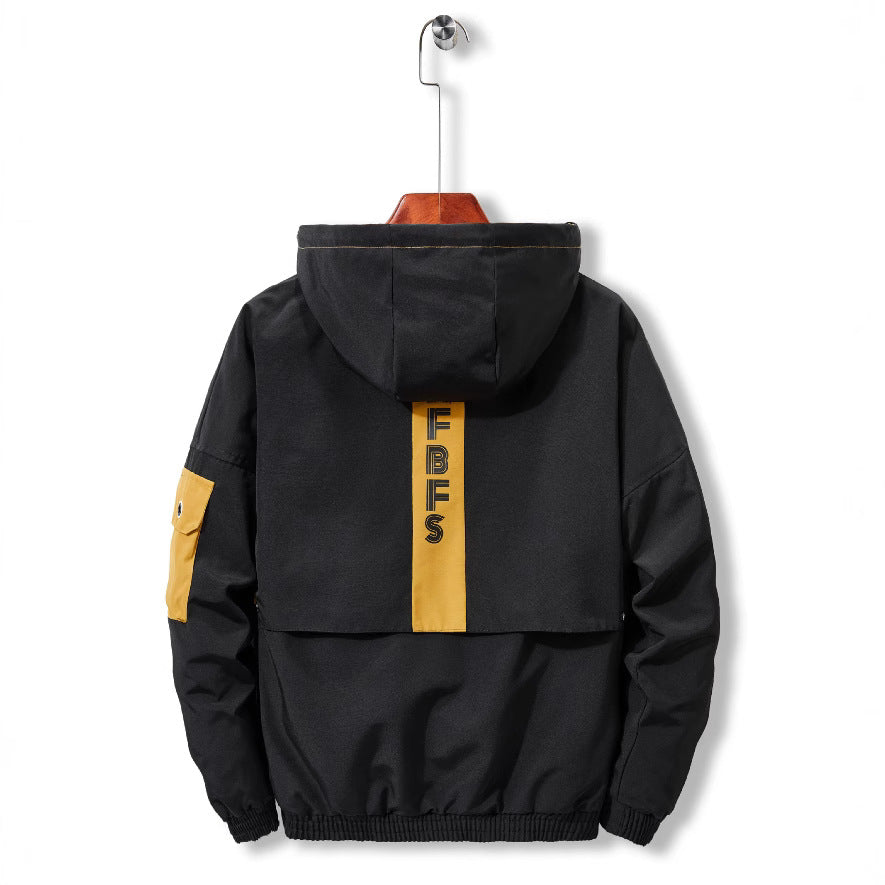 Men's utility field jacket with hood, multiple pockets and contrasting interior trim Chichicherry