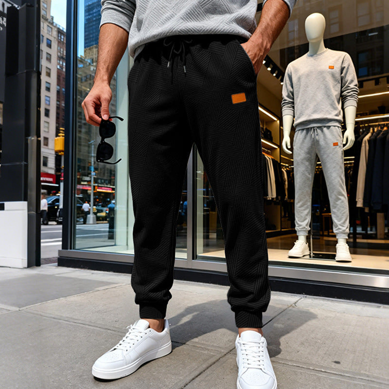 Men's quilted joggers with geometric texture pattern Chichicherry