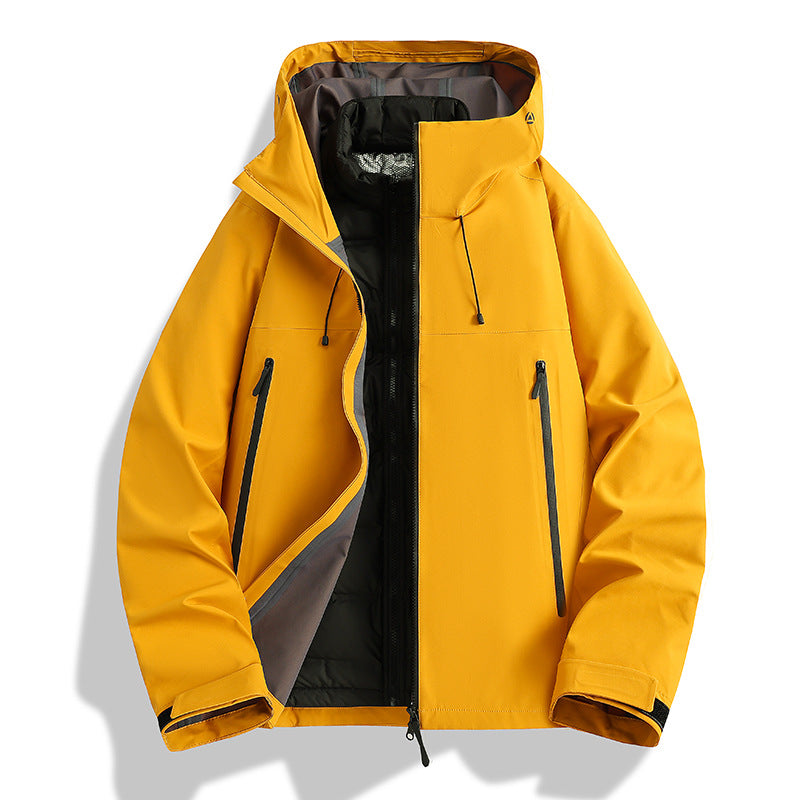 Men's Waterproof Softshell Outdoor Jacket with Adjustable Hood and Breathable Membrane Chichicherry