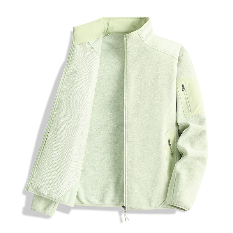 Men's fleece jacket with stand-up collar and softshell inserts Chichicherry