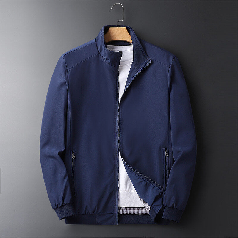 Men's Lightweight Softshell Blouson Jacket with Stand-Up Collar, Zipper Pockets and Ribbed Cuffs Chichicherry