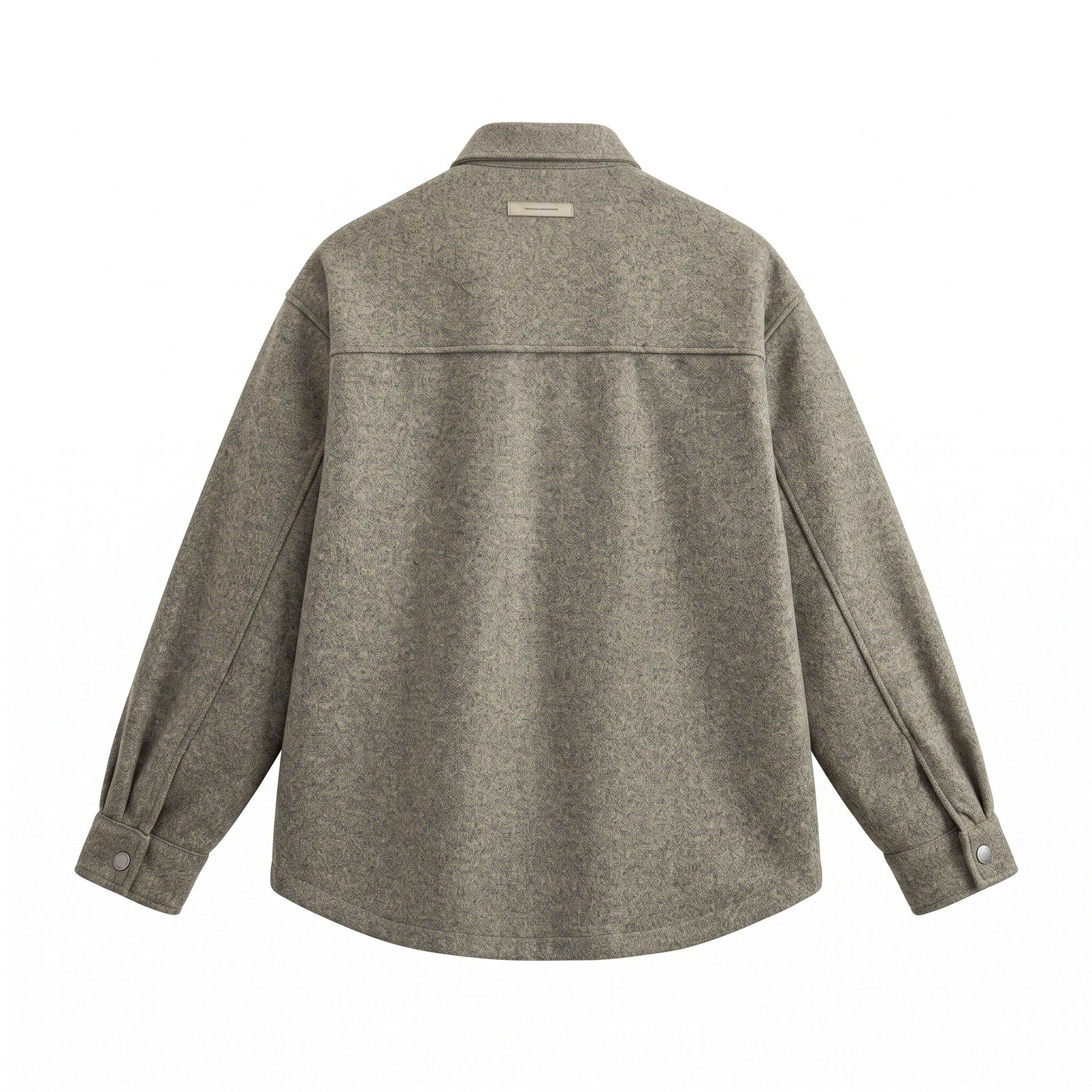 Men's Wool Blend Overshirt in Shirt Jacket Style with Snap Button Front and Flap Pocket Chichicherry