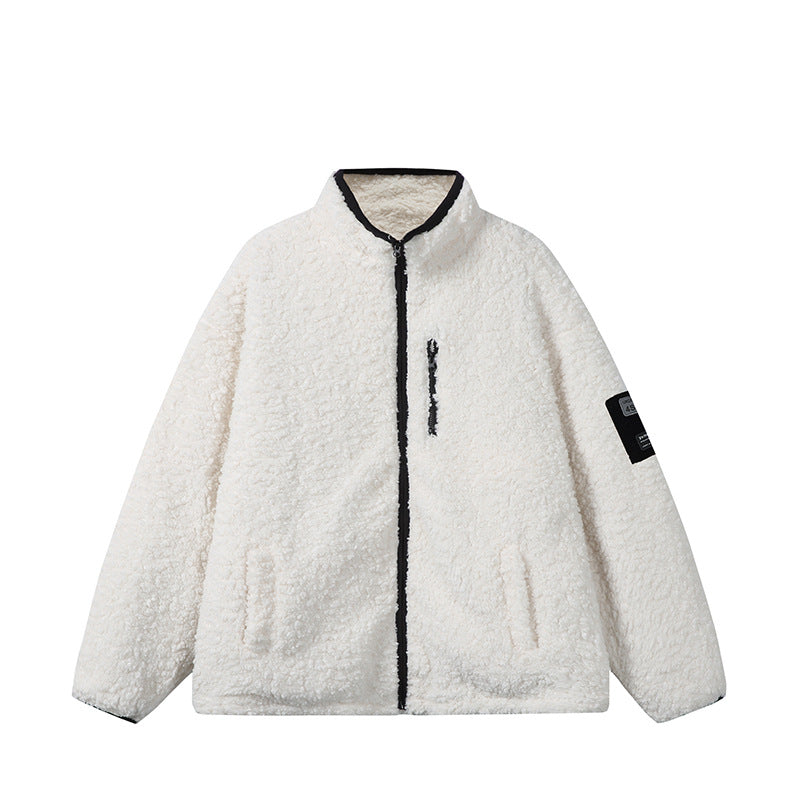 Unisex Teddy Fleece Jacket with Stand-up Collar, High Warmth and Contrasting Zipper Chichicherry
