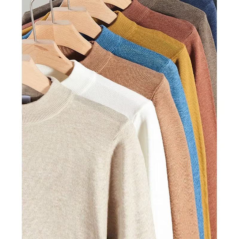 Damen Feinstrick-Stehkragenpullover aus Baumwollmix mit gerippten Bündchen Chichicherry