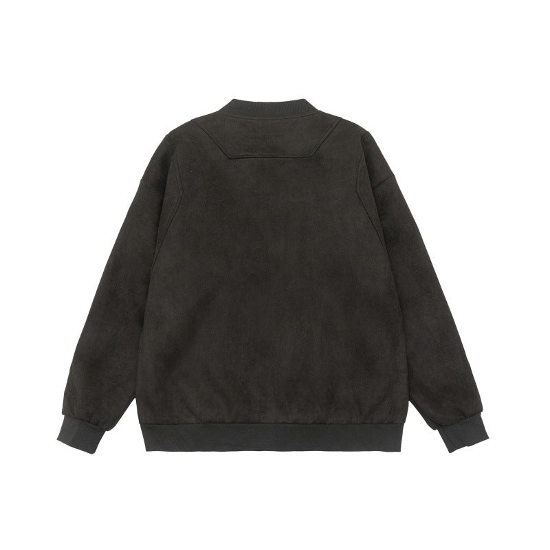Unisex short jacket in vintage suede look with chest flaps, zip pockets and ribbed cuffs Chichicherry
