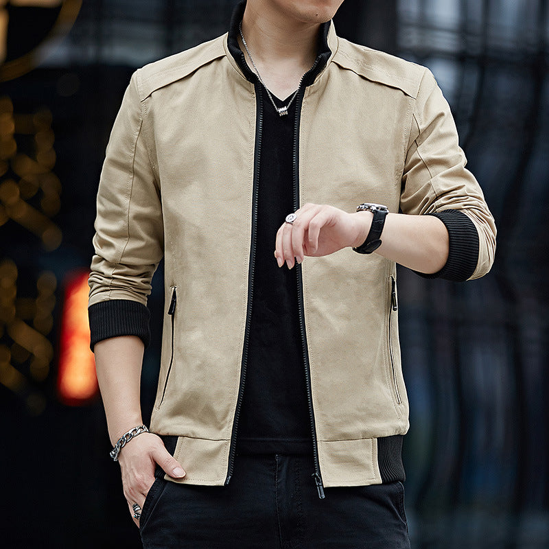 Men's lightweight zip-up blouson with checked lining, ribbed cuffs and stand-up collar Chichicherry