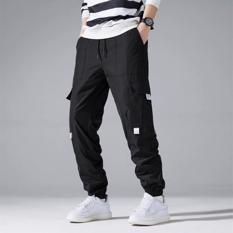 Men's Cargo Jogging Pants with Multi-Function Pockets, Drawstring Waistband & Elastic Ankle Cuffs Chichicherry