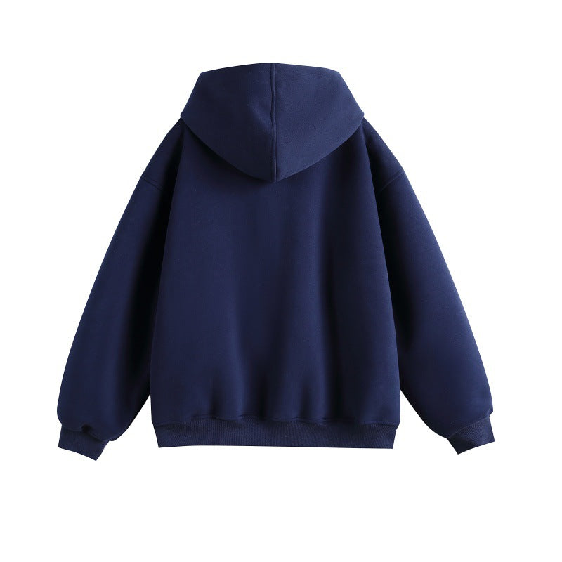 Women's hooded sweatshirt jacket in boxy cut with checked lined hood and subtle embroidery Chichicherry