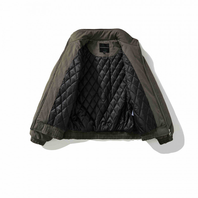[Unisex Short padded bomber jacket with stand-up collar, zipper and elastic hem] Chichicherry