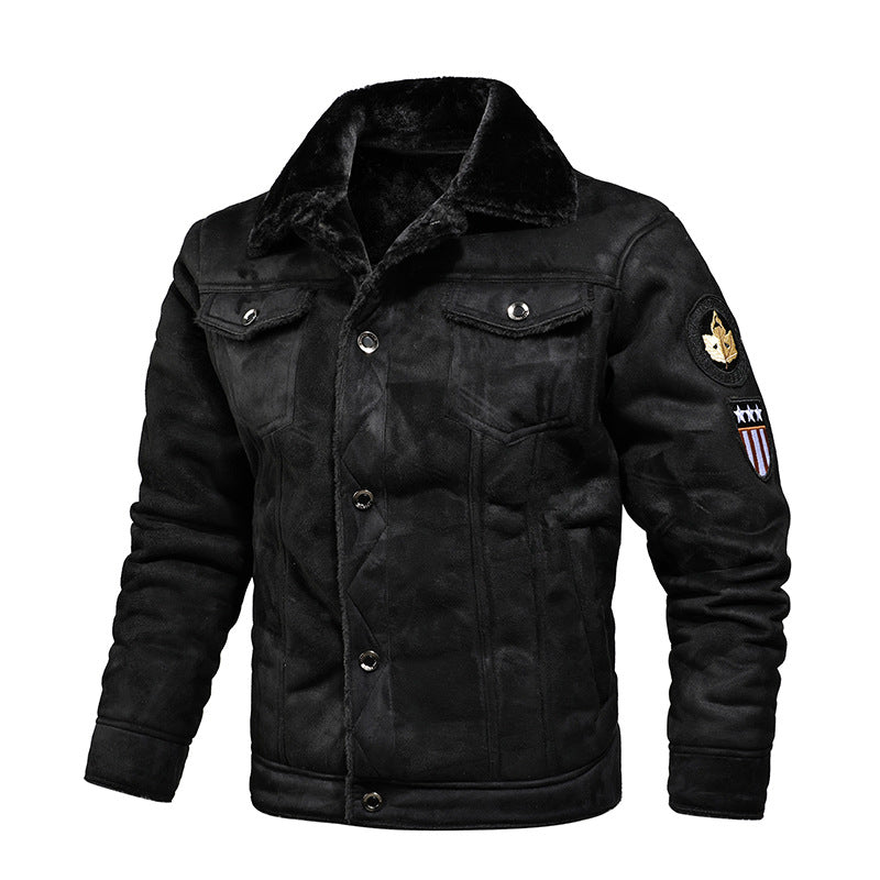 Men's pilot jacket made of synthetic leather with teddy fur lining and Chichicherry patch