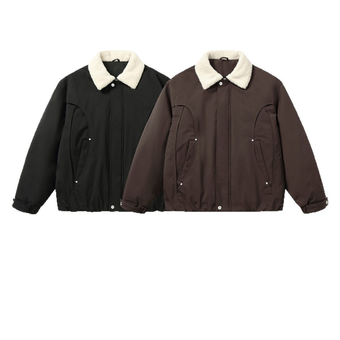 Men's Short Blouson with Sherpa Collar and Utility Pockets Chichicherry