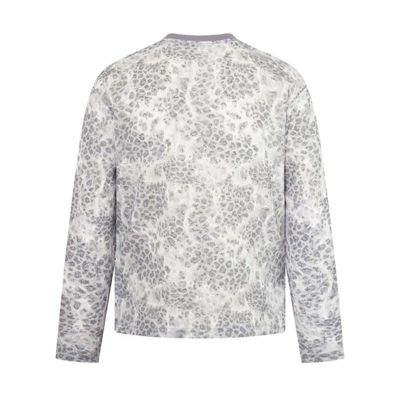 Women’s long sleeve sweatshirt with all-over leopard pattern, straight cut and decorative embroidery Chichicherry