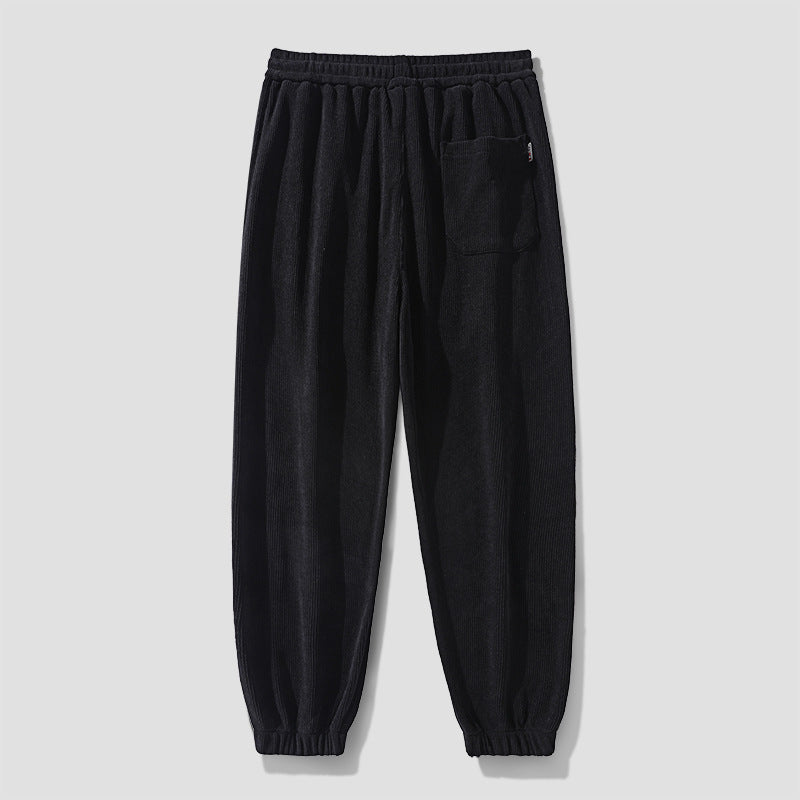 Men's cord pants in jogging style with side panel inserts and drawstring Chichicherry