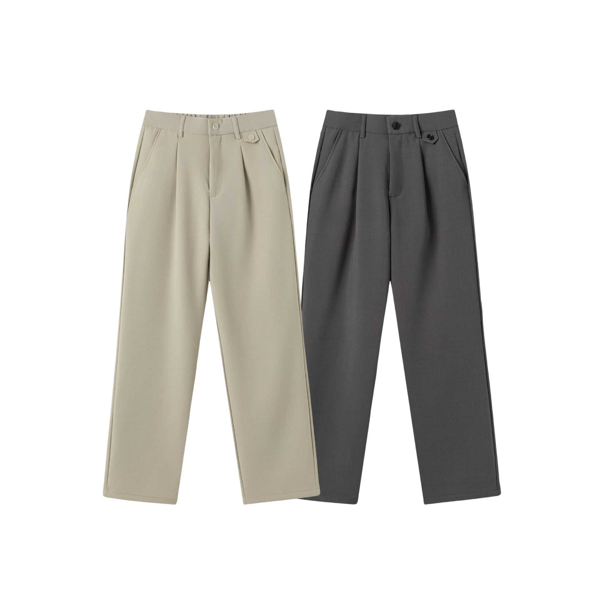 Women's Wide Pleated Trousers with High Waist and Classic Waist Detail Chichicherry