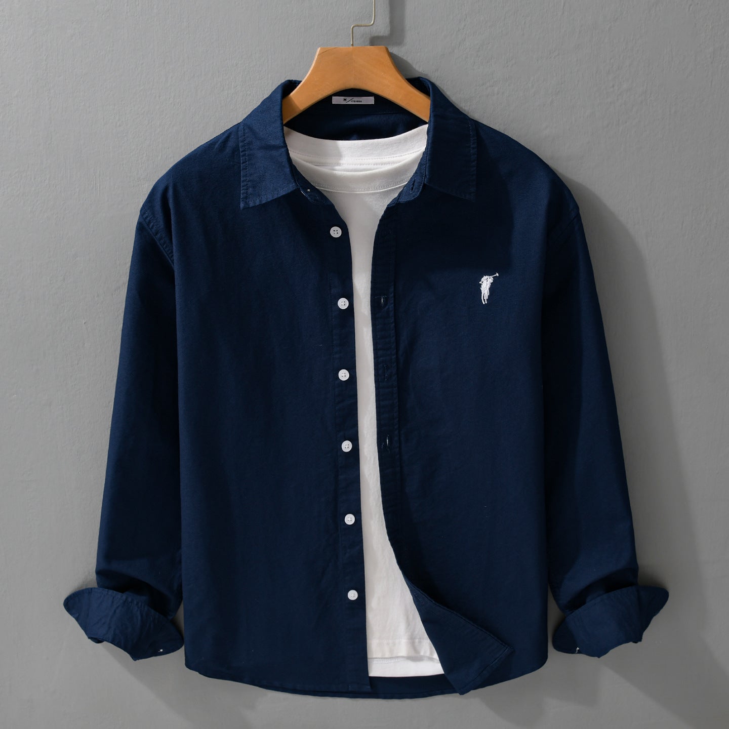 Men's Lightweight Oxford Shirt Relaxed Fit with Subtle Chest Embroidery and Soft Vintage Wash Chichicherry