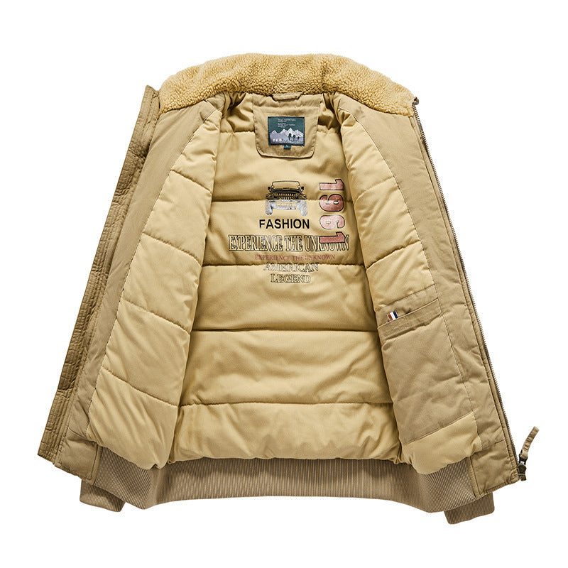 Men's pilot bomber jacket with teddy collar, quilted thermal lining, and utility pockets Chichicherry
