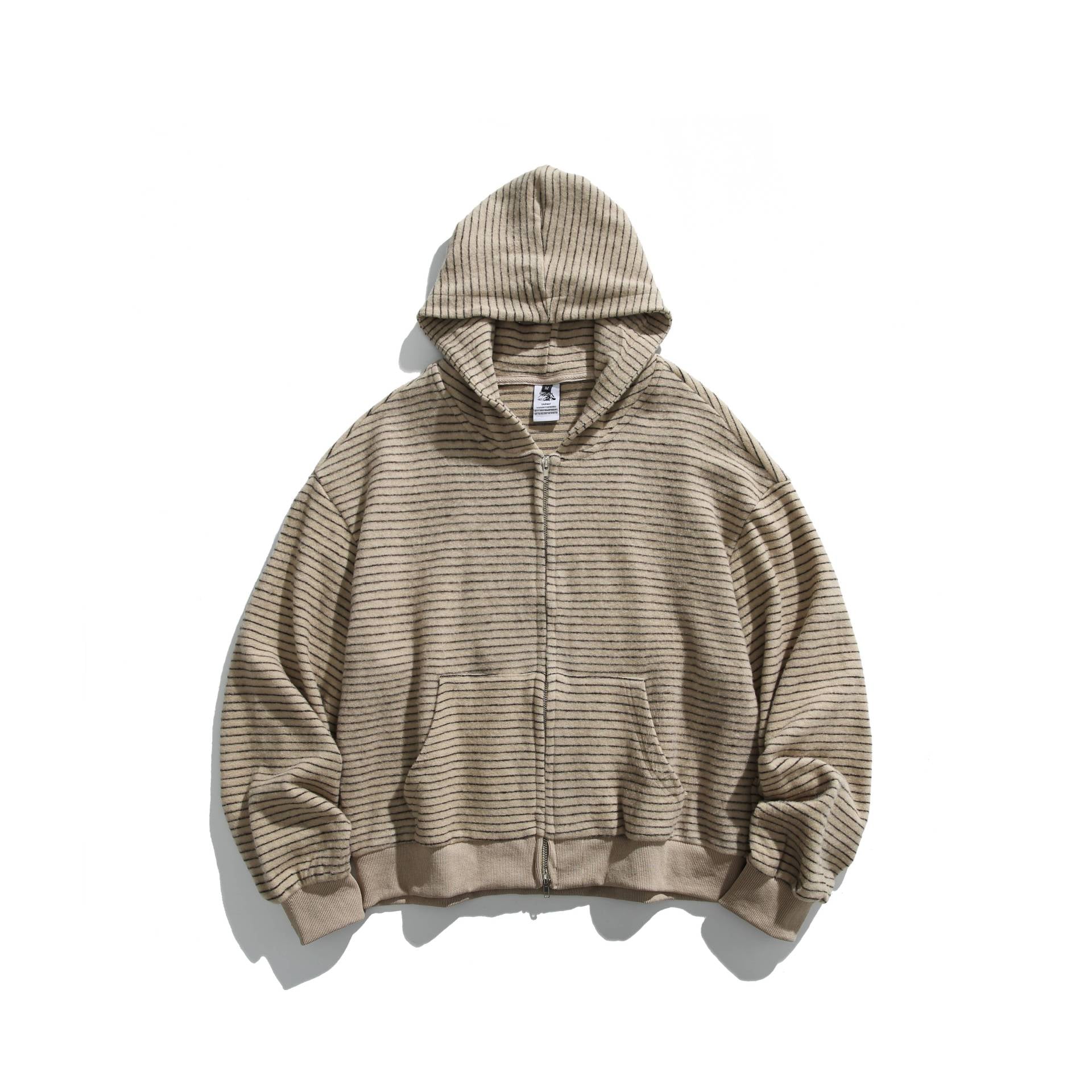 Unisex Striped Hoodie with Full Zip and Ribbed Cuffs Chichicherry