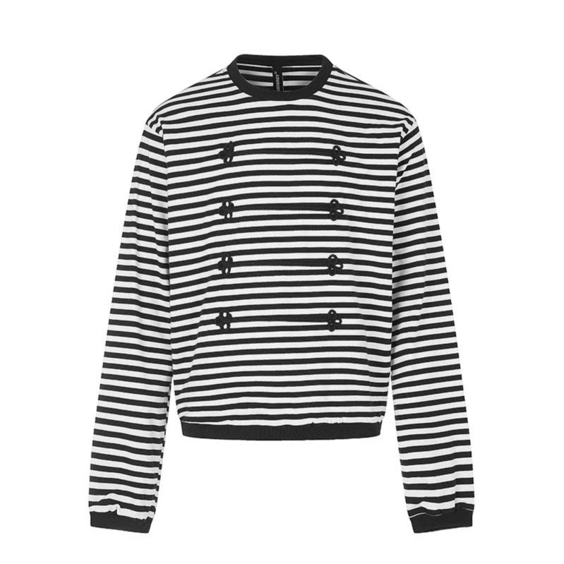 Women Striped Sweatshirt with Maritime Knot Applications Chichicherry