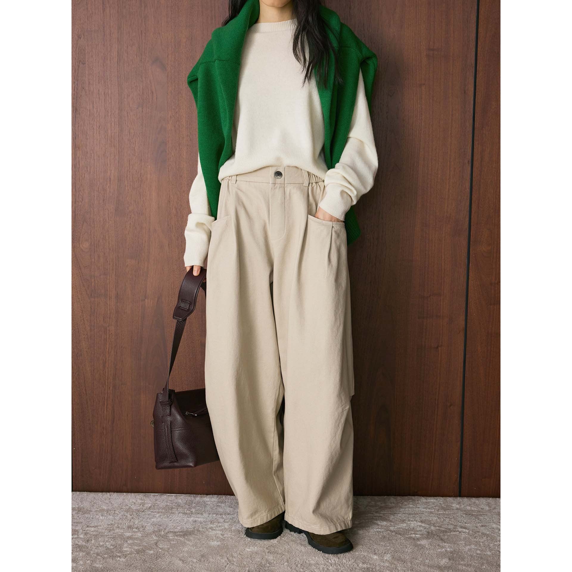 Women's High-Waisted Pleated Culottes with Insert Pockets Chichicherry