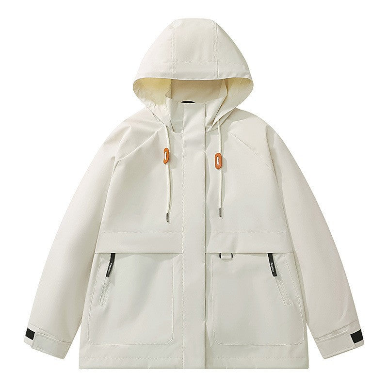 Unisex lightweight wind and water-resistant hooded jacket in minimalist utility style Chichicherry