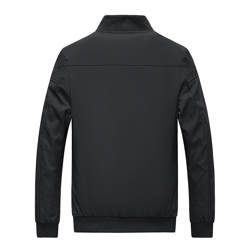 Men's simple Slim-Fit zip bomber jacket with stand-up collar, tonal seam details and elastic cuffs