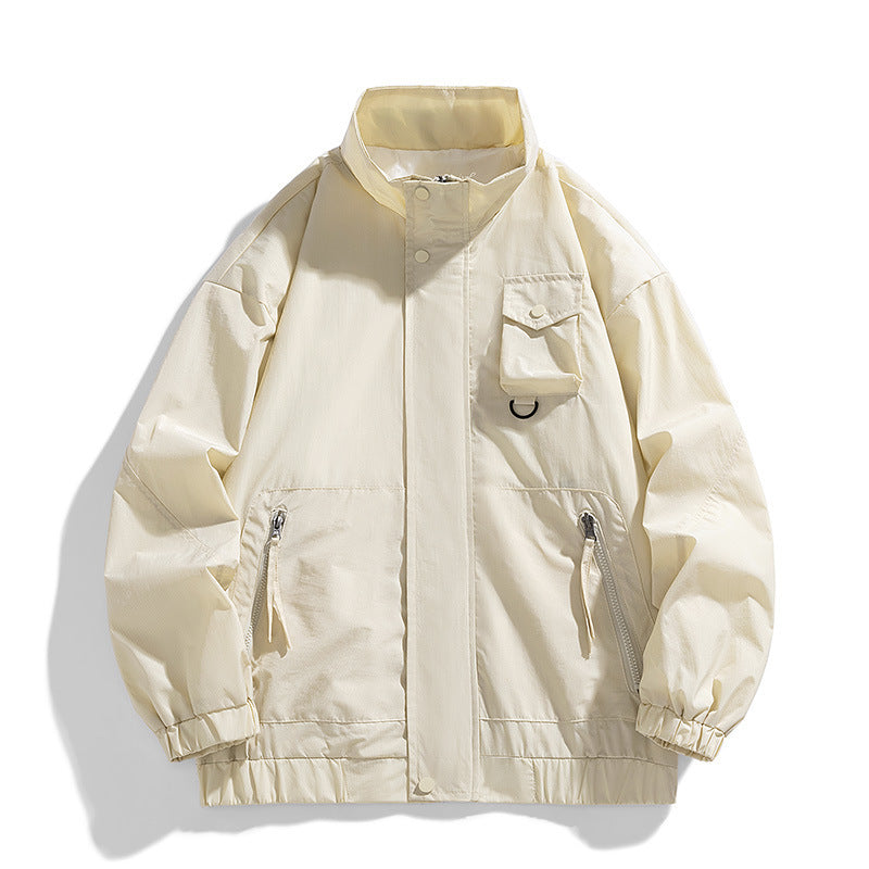 Men's lightweight technical utility transition jacket with stand-up collar and multifunction pockets Chichicherry