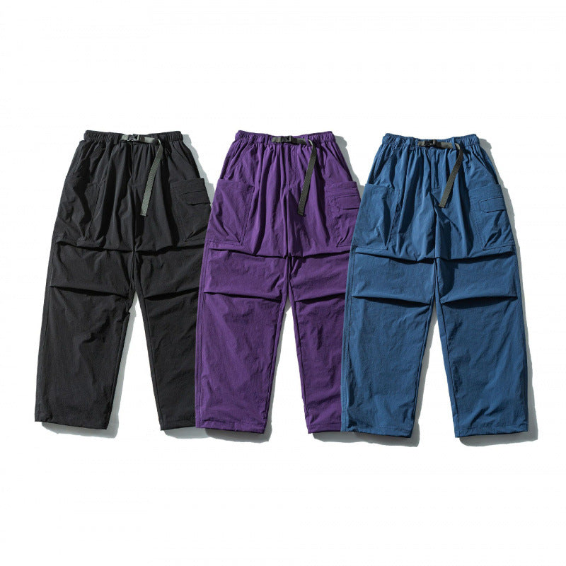 Unisex Utility Cargo Pants with elastic waistband, adjustable belt, and large patch pockets Chichicherry