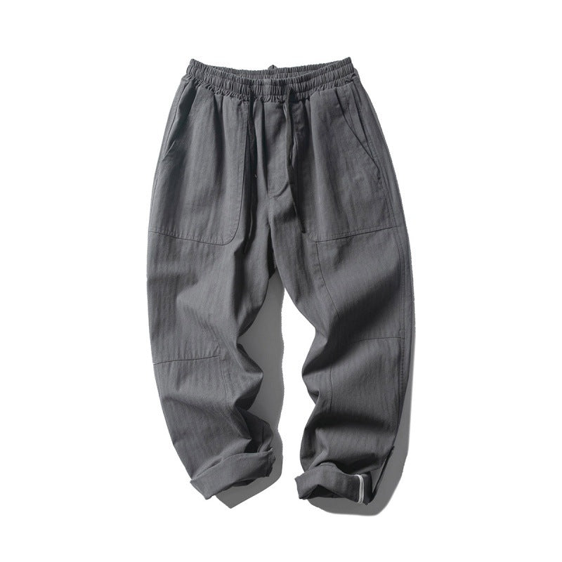 Men's Loose Baggy Cargo Pants with Elastic Waistband Drawstring and Knee Paneling Chichicherry